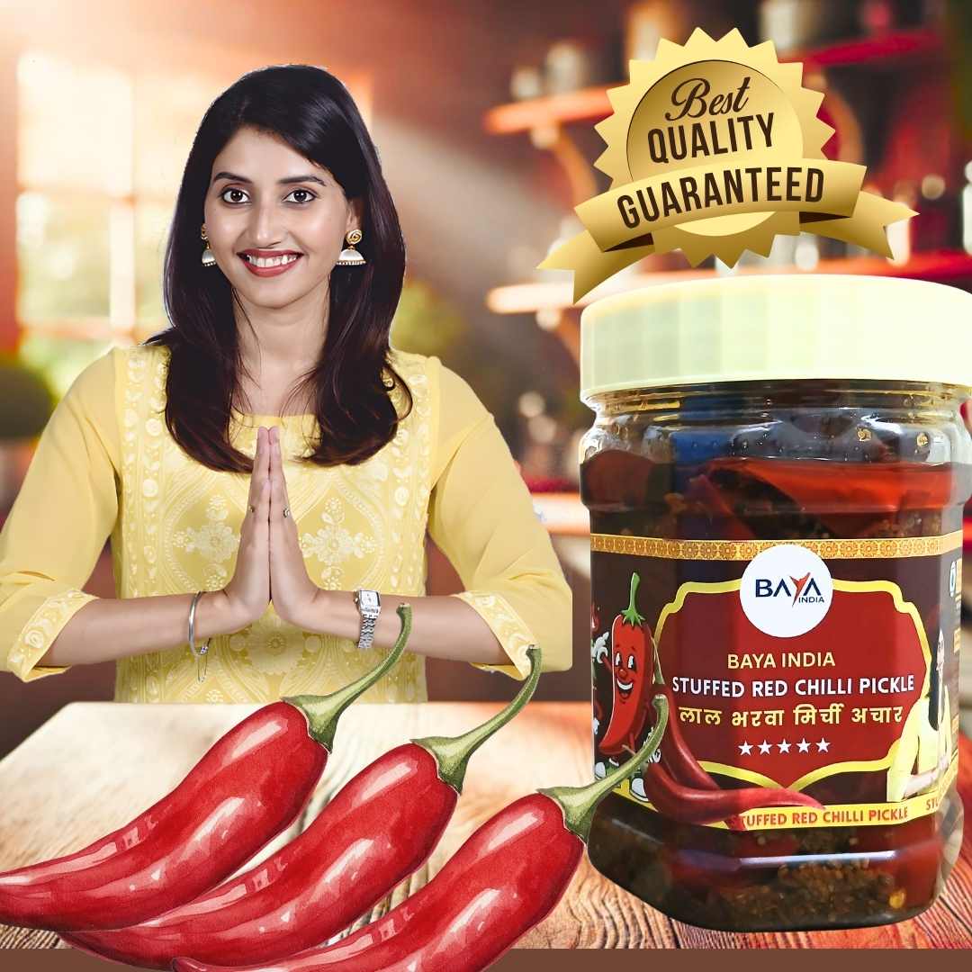 Stuffed Red Chilli Pickle (Lal Bharwa Mirchi Achar)