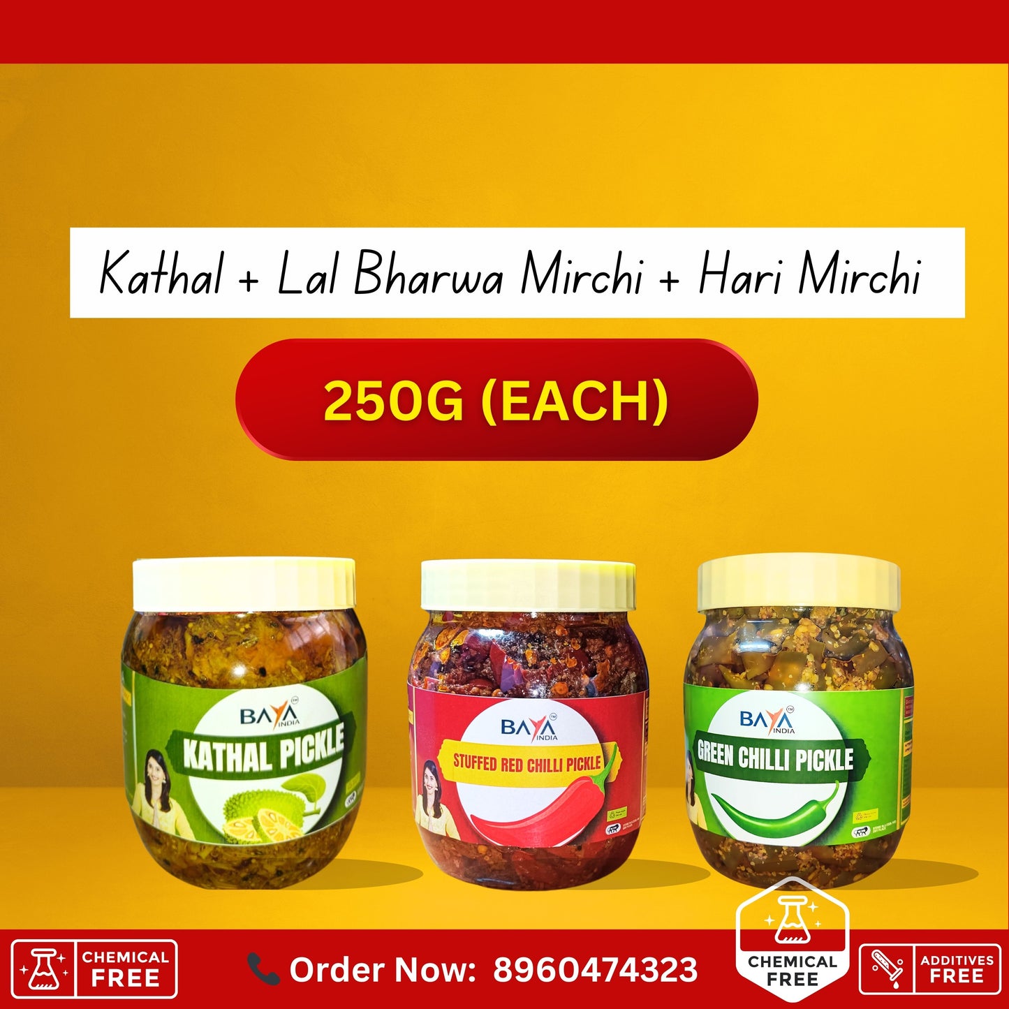 Kathal + Lal Bharwa Mirchi + Hari Mirchi (250g each)