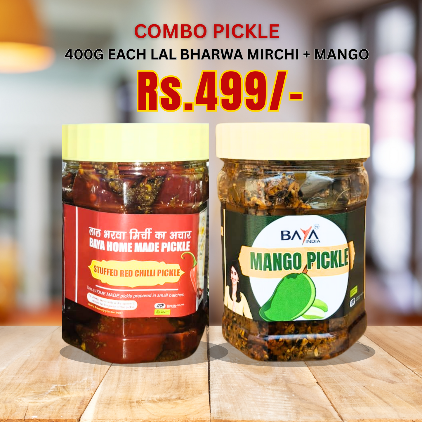 Lal Bharwa Mirchi + Mango Pickle Combo – 400g Each (Just ₹499)