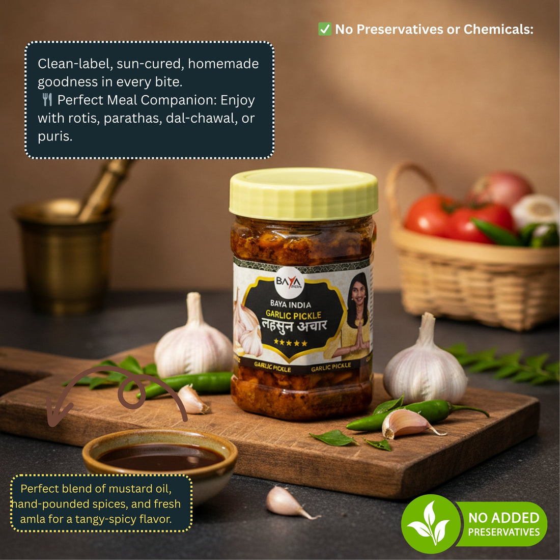 🧄 The Savory Elixir: Why Baya India’s Garlic Pickle in Mustard Oil is a Culinary Powerhouse! ✨