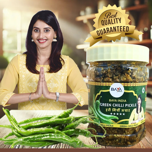 🌶️ The Fiery Zest: Baya India's Traditional Homemade Green Chili Pickle (Hari Mirchi Achar)