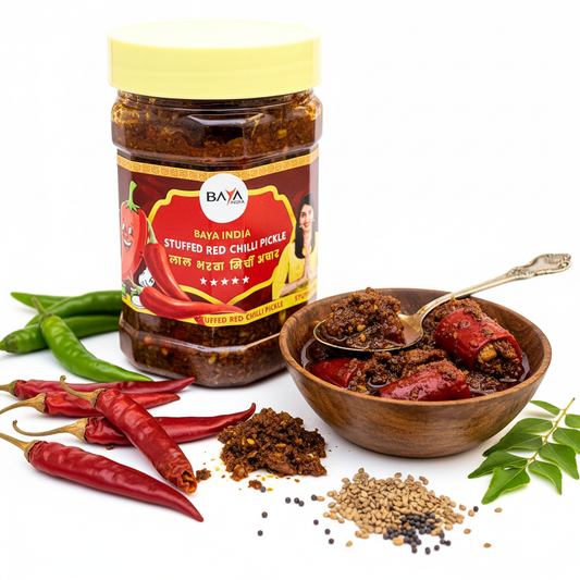 🌶️ Handcrafted Heat: The Art of Baya India's Stuffed Red Chili Pickle
