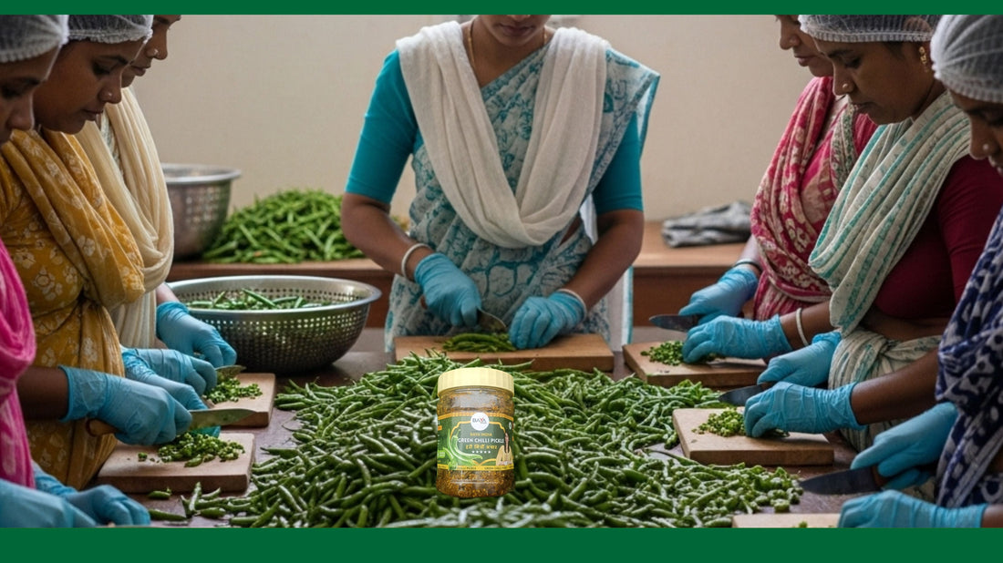 🌶️ Green Chilli Pickle – A Spicy Homemade Delight by Baya India