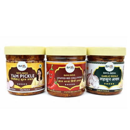 COMBO OF THREE | LEHSUN , SURAN ( YAM) , LAL BHARWA  PICKLE