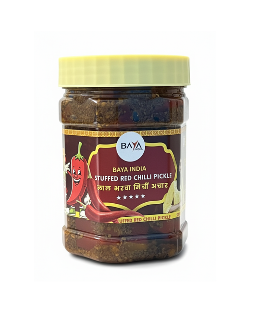 Stuffed Red Chilli Pickle (Lal Bharwa Mirchi Achar)