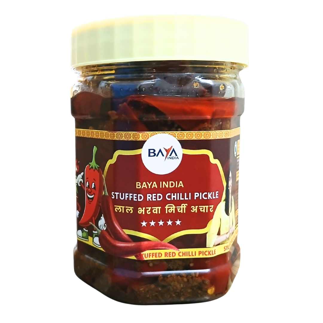 Stuffed Red Chilli Pickle (Lal Bharwa Mirchi Achar)