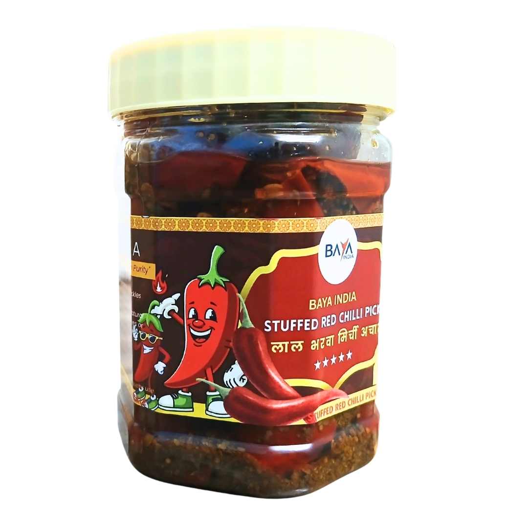 Stuffed Red Chilli Pickle (Lal Bharwa Mirchi Achar)
