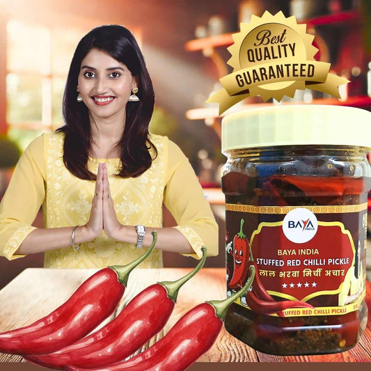 Stuffed Red Chilli Pickle (Lal Bharwa Mirchi Achar)