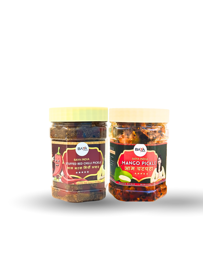 Lal Bharwa Mirchi + Mango Pickle Combo – 400g Each (Just ₹499)