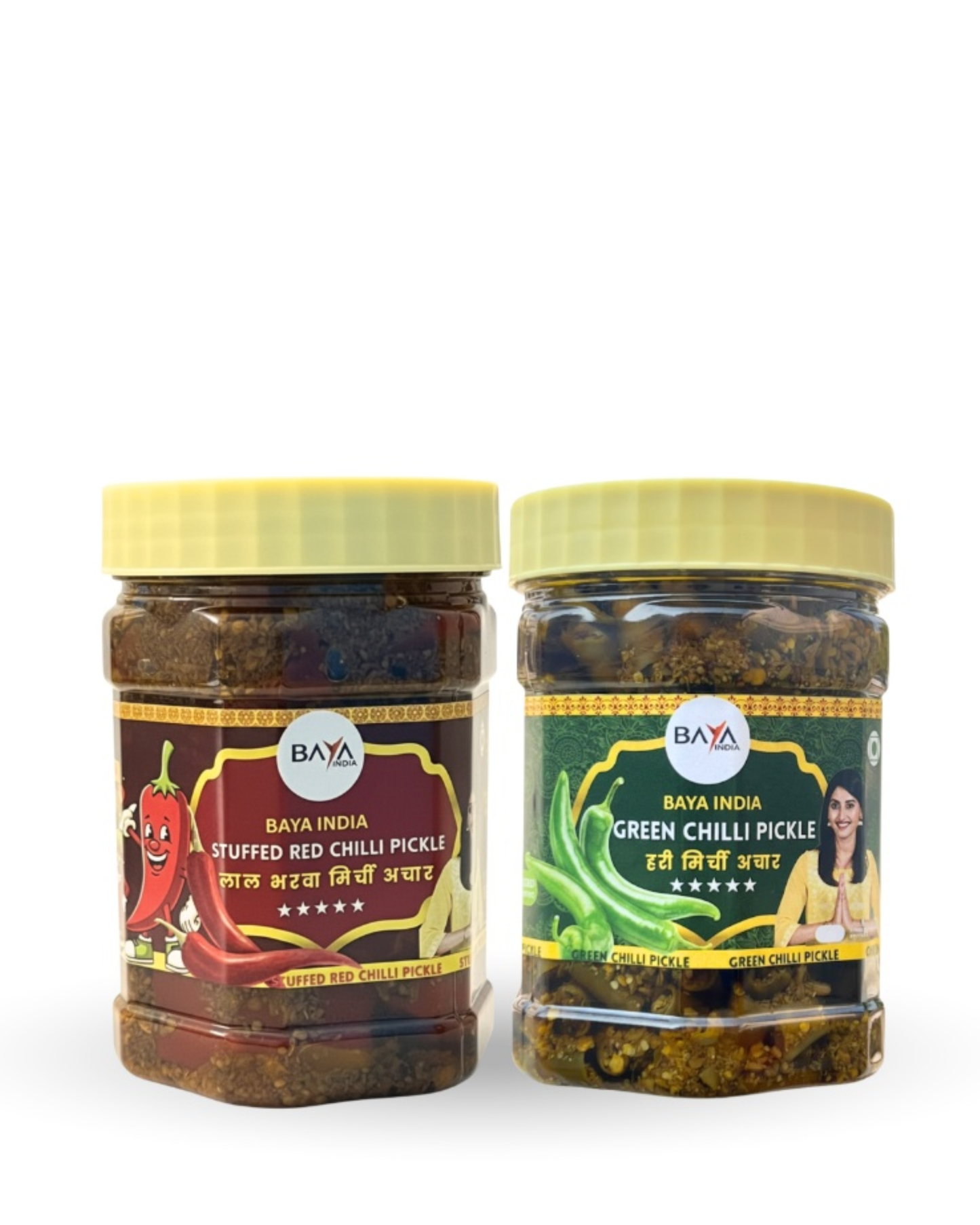 Combo Offer – Lal Bharwa Mirchi & Hari Mirchi (400g each)