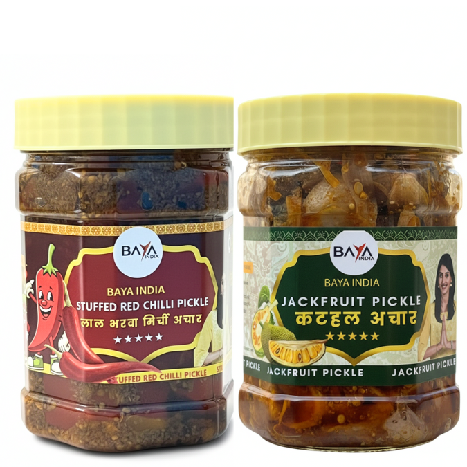 Lal Bharwa Mirchi + Kathal Pickle Combo – 400g Each (Just ₹599)
