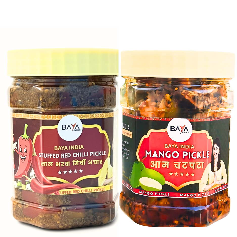 Lal Bharwa Mirchi + Mango Pickle Combo – 400g Each (Just ₹499)