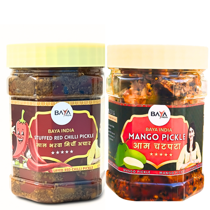 Lal Bharwa Mirchi + Mango Pickle Combo – 400g Each (Just ₹499)