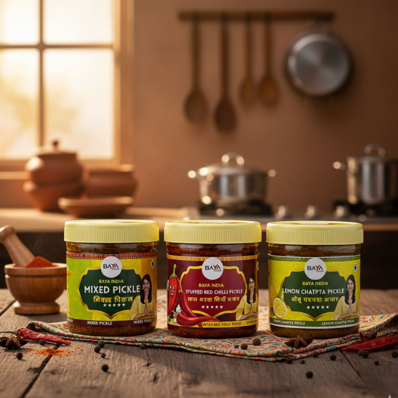 Combo Pack of Three | Mixed , Stuffed Red Chilli , Lemon Chatpata