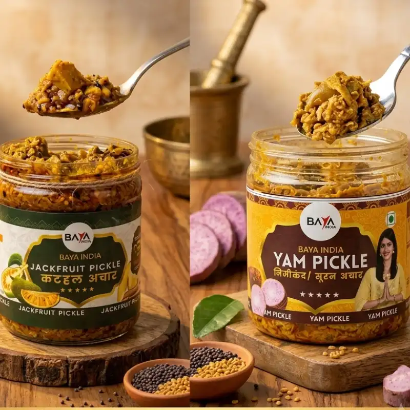 Kathal & Suran with Garlic and Green Chilli Combo Pickle Each 300g